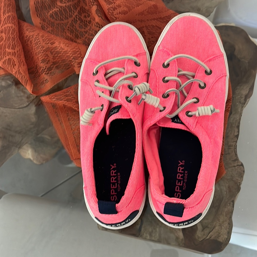 Sperry hot pink canvas topsider sneakers size 9.5